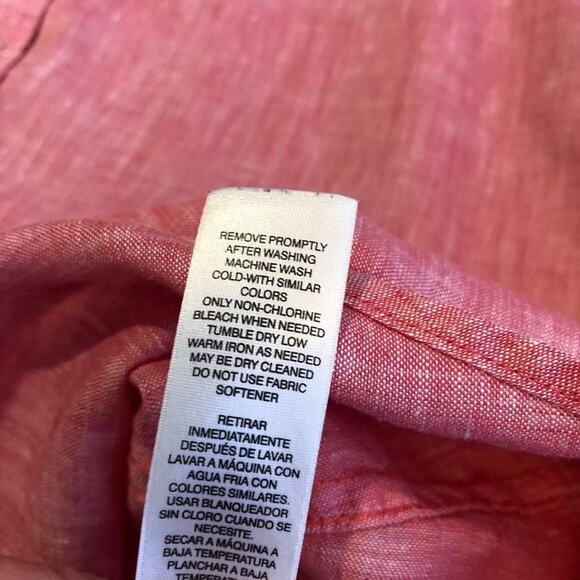 Chicos pink red linen button down top size 2 or Medium lagenlook - Picture 10 of 16